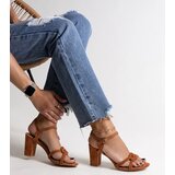 Gemre Brown block heel sandals Shama | Shoptok.si