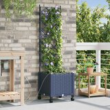  Vrtni planter s navodnjavanjem i kotačima Siva 40 x 40 x 148 cm | shoptok.hr