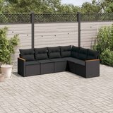 vidaXL 6-dijelni set vrtnih sofa s jastucima crni od poliratana | shoptok.hr