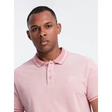 Ombre Melange men's polo shirt with striped collar - pink Cijene