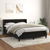 vidaXL Box spring postelja z vzmetnico črna 140x200 cm žamet | Shoptok.si