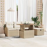 vidaXL set vrtnih sofa od 6 komada s jastučićima bež poli ratan Cijene