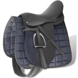  Jahalno Sedlo Set 16" Pravo Usnje Črne Barve 14 cm 5-v-1 | Shoptok.si