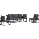 vidaXL Sjedeća garnitura za vrt 5 pcs Crna 213 x 71.5 x 71 cm Aluminij | shoptok.hr