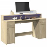  Radni stol s LED svjetlima hrast 160x55x91 cm konstruirano drvo | shoptok.hr
