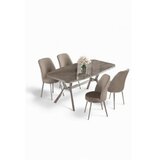 Hanah home Set trpezarijskog stola i stolica (5 delova) Lena Anthracite Chrome Cappuccino | Eponuda.com