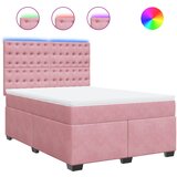 vidaXL Box spring postelja z vzmetnico roza 140x190 cm žamet, (21304888) | Shoptok.si