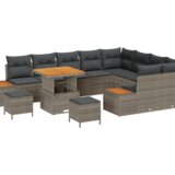  Vrtna sedežna garnitura z blazino 12 pcs Siva Poly ratan, (5000021925) | Shoptok.si