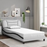 Maison Chic Posteljni okvir - Enojna postelja - Postelja za odrasle z vzglavjem bel in črn 100x200 cm umetno usnje-J9357, (21776864) | Shoptok.si