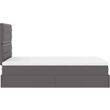 vidaXL Otomanski posteljni okvir z vzmetnico siv 120x190 cm um. usnje, (21610034) | Shoptok.si