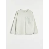 Reserved - Predimenzionirana majica dugih rukava s džepom - light grey