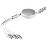 Uvlačivi USB kabl KEPLER 6u1 60W – automatsko uvlačenje/ 3 izlaza/ PD/ beli