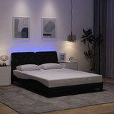 vidaXL Okvir kreveta s LED-om bez madraca crni 140x200 cm od tkanine Cijene
