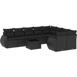  10-dijelni set vrtnih sofa s jastucima crni od poliratana | shoptok.hr