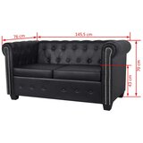  Chesterfield kavč dvosed in trosed um. usnje črne barve, (20597564) | Shoptok.si