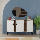 Marckeric Bijela/u prirodnoj boji niska komoda u dekoru hrasta 140x79 cm Nola – | shoptok.hr