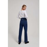 Marisse Wide Leg Jeans With Double Buttons, Navy Blue | Shoptok.si
