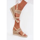 Boto Ladies Perforated Wedge Sandals With Braiding Beige Zolira | shoptok.hr