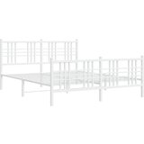 vidaXL Kovinski posteljni okvir z vzglavjem in vznožjem bel 150x200 cm, (21128804) | Shoptok.si