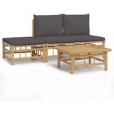 Maison Chic Seti vrtnega pohištva - Vrtna garnitura - Vrtni pohištvo set 4-delna temno sive blazine bambus, (21810730) | Shoptok.si