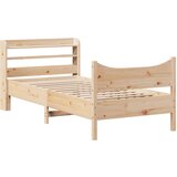 Maison Chic Posteljni okvir - Enojna postelja - Postelja za odrasle z vzglavjem bel 75x190 cm trdna borovina, (21697178) Cene