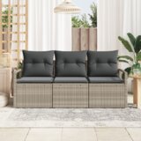vidaXL Set vrtnog kauča od 3 dijela s jastucima svjetlosive boje, poli ratan | shoptok.hr