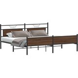 Metalni okvir kreveta bez madraca smeđa boja hrasta 193x203 cm | shoptok.hr