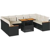 vidaXL 10-dijelni set vrtnih sofa s jastucima crni poliratana bagrem | shoptok.hr