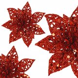  Božićni ukras “Božićna zvijezda” - 11 × 11 cm, crvena sa šljokicama | shoptok.hr