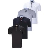 Dewberry QUAD SET T8582 MENS T-SHIRT-BLACK-WHITE-NAVY BLUE-GREY Cijene