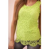 Kesi Women's blouse with sleeveless lace green Cijene