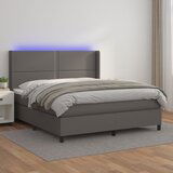  The Living Store Box spring postelja z vzmetnico LED siva 180x200cm umetno usnje - Box Spring Postelja, (21449849) Cene