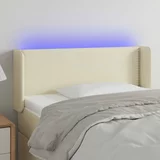 vidaXL LED posteljno vzglavje krem 103x16x78/88 cm umetno usnje