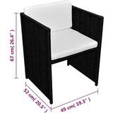 Poli 3-dijelni bistro set od poliratana s jastucima crni | shoptok.hr