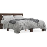 vidaXL Posteljni okvir rjav hrast 135x190 cm inženirski les in kovina, (21151855) | Shoptok.si