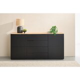 home24 ŠIROKA KOMODA, črna, barve hrasta | Shoptok.si