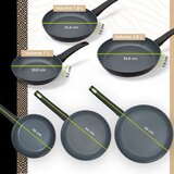 BE Living 3-delni set ponev (20-24-28 cm) + wok s pokrovom 28 cm BE Living - Delight black | Shoptok.si
