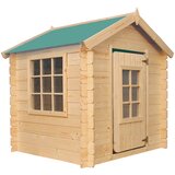Timbela Zunanja otroška hiška, 13 mm deske - Lesena igralna hiška brez podov z zeleno streho V121 x 114 x 111 cm / 0,86 m2 - M570Z-1, naravni les, (21813841) Cene