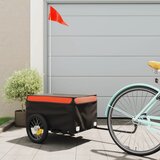 vidaXL Kolesarska tovorna prikolica črna in oranžna 30 kg železo cene