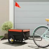 vidaXL Teretna prikolica za bicikl crno-narančasta 30 kg željezna