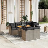Maison Chic Seti vrtnega pohištva - Vrtna garnitura - Vrtni pohištvo set 8-delna z blazinami siv poli ratan, (21806873) | Shoptok.si