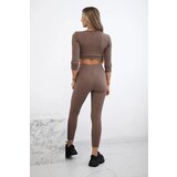 Kesi Ribbed crop top set mocha | shoptok.hr