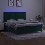 Krevet box spring s madracem LED tamnozeleni 180x200 cm baršun | Eponuda.ba