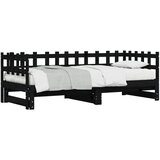  Dnevni ležaj na izvlačenje crni 2x(90x200) cm masivna borovina | shoptok.hr