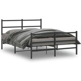 vidaXL Kovinski posteljni okvir z vzglavjem in vznožjem črn 135x190 cm | Shoptok.si