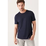 Avva Men's Navy Blue Ultrasoft Crew Neck Cotton Slim Fit Slim Fit T-shirt