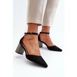 Kesi Eco suede pumps with an embellished heel, black Anlitela cene