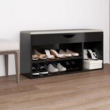 vidaXL klupa za cipele s jastukom sjajna crna 104 x 30 x 49 cm iverica Cijene
