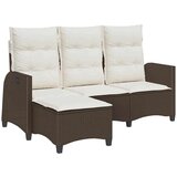 vidaXL Reclining Garden Sofa z blazinami v obliki črke L Brown | Shoptok.si