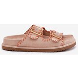 Boto Women's Sandals With Buckles And Decorative Stitching Beige Visley | Shoptok.si